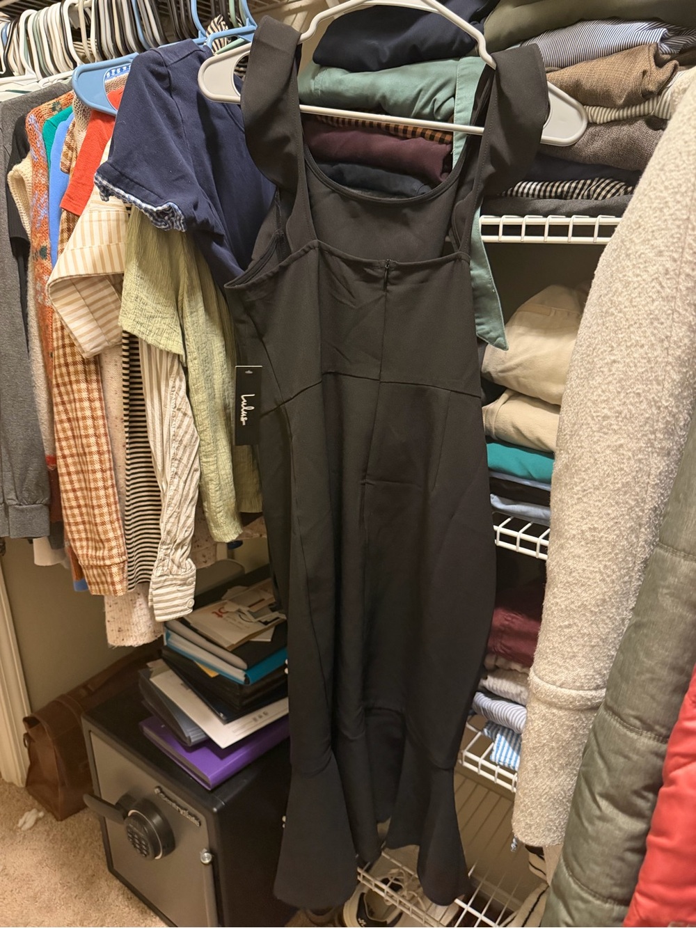 Lulu's Black Ruffle Midi Dress - Picture 5 of 8